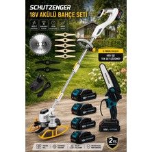 SCHUTZENGER F44N Şarjlı Çim Biçme Tırpan 4 Bataryalı Dal Budama Testere Odun Kesme Otomatik Yağlama Bahçe Seti Pro Seri
