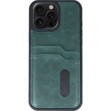 Morado Se siente Perfecto Apple Iphone 15 Pro Max Kılıf Sara Kartvizitli Deri Kılıf - Koyu Yeşil