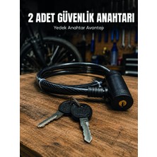 Astraltech 12 mm Çelik Halat Bisiklet Kilidi 80 cm Anahtarlı Güvenlik Kilidi Pvc Kaplamalı Scooter ve Elektrikli Bisiklet Uyumlu
