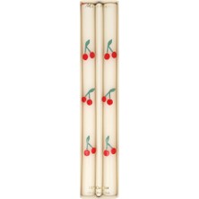 Meri Meri - Cherry Table Candles - Kiraz Desenli Şamdan Mumu - 2 Adet