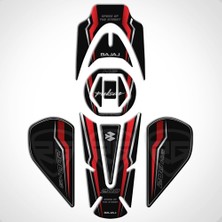 Bajaj Pulsar Ns 200 2011-2020 Uyumlu Tank Pad Set Dark Flame Serisi Kırmızı-Siyah