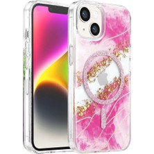Gees Global    iPhone 14 Lotus Simli Magsafe Kapak - Pembe