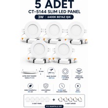 Yenilig 5 Adet CT-5144 3W Slim LED Panel – Ultra Ince 15 mm – Ø69 mm 7 cm Delik Uyumlu