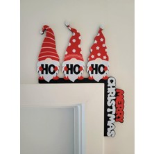 Dekoratif Yılbaşı Temalı Kapı Süsü Ho Ho Ho Gnomes Door Corner