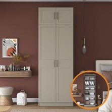 Rani Mobilya Rani BA331 Membran Kapaklı Gardırop 2 Kapaklı 5 Raflı Elbise Dolabı Kumtaşı
