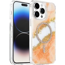 Gees Global    iPhone 15 Pro Max Lotus Simli Magsafe Kapak - Turuncu