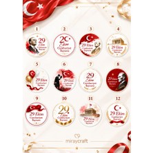 Miray Craft 140 Adet 29 Ekim Cumhuriyet Bayramı Için Paketleme Stickerları 3,5 cm | Yuvarlak Hediye Paketleme Etiketi