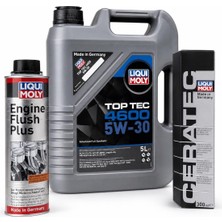 Eva Motors 3’lü Motor Bakım Seti - Liqui Moly Top Tec 4600 5W‑30 5 L + Cera Tec 300 ml + Engine Flush Plus 300 ml
