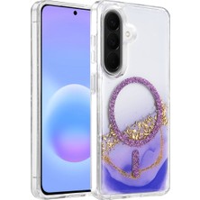Gees Global   Samsung Galaxy A56 Lotus Simli Magsafe Kapak - Mor