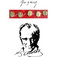 Esmay Atatürk Yaka Rozeti 5 Adet Sarı Renk