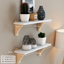 Fida Furniture Beyaz 2'li Dekoratif Duvar Rafı Seti Modern Duvar Organizer ve Sergileme Rafı