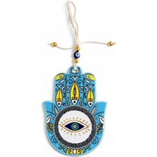 Seramik Nazar Duvar Süsü – Fatma Eli (Hamsa) / 13 cm El Yapımı / Kapı Girişi & Salon Dekoru