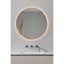 Akıllı Ayna Buhar Tutmayan 3 Renk Ledli Dekoratif Banyo Duvar Ofis Lavabo Aynası 75 cm