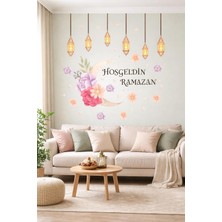 Sticker Hoş Geldin Ramazan Dekorlu Ahşap Kapı Süsü, Ramazan Süsleri, Sahur, Iftar