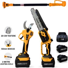 Prohummer PHM008-2M 2 Metre Alüminyum Teleskopik Uzatma Kolu 50MM Bağ Makası ve 20CM Budama Testeresi