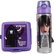 Wednesday Lisanslı 700 ml Trıtan Matara ve 2 Katlı Beslenme Kabı Yemek Seti