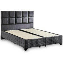 Niron Yatak Star Baza ve Başlık Seti 90x190 cm Tek Kişilik Antrasit Keten Kumaşlı Lüks Baza ve Başlık Takımı