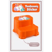 Ponçik Store Çocuklar Için Tuvalet Eğitim Taburesi - Kaydırmaz 2 Katlı Basamak Turuncu