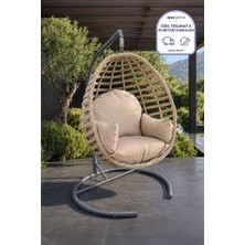 Niron Royal Rattan Bahçe Salıncağı Cappucino - Minderli Modern Salıncak