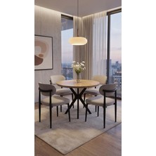 Sar Pakete Loft Yuvarlak Açılır Mutfak Masa Sandalye Takımı Atlantik Çam
