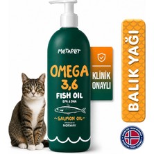 Metapet Kediler için Somon Balık Yağı, Omega 3 Takviyesi, Tüy Döküm Önleyici Vitamini, Tüy Dökme Engelleme
