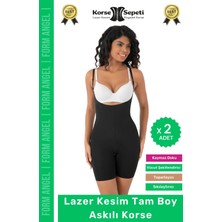 Floranova #korse 2 Beden Küçülten Sıkılaştırıcı Kaymaz Kadın Lazer Kesim Tam Boy Askılı Korse - 2 Adet