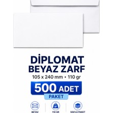 Doğan Diplomat Beyaz Zarf 105 x 240 mm 110 gr 500'LÜ Paket