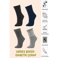 Karayel Çorap Kadın/erkek Bambu Soket Diyabetik Lastiksiz Şeker Çorabı Sıkmayan Çorap 4'lü Paket