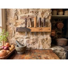 Rusticwood El Yapımı, Doğal Ahşap, Ceviz Ağacı, Rustic Bıçak Standı-Mutfak Organizeri