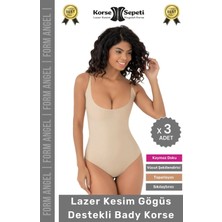 Floranova #korse Kayma Önleyen 2 Beden Küçülten Iz Yapmayan Lazer Kesim Göğüs Destekli Body Korse - 3 Adet