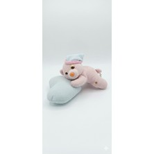 Liva Atelier Mavi Kalp Yastıklı Sevimli Pembe Ayı Peluş Oyuncak