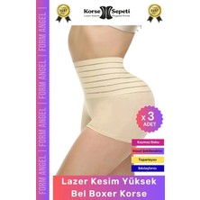Floranova #korse Vücut Toparlayıcı Şekillendirici Kaymaz Doku Lazer Kesim Yüksek Bel Boxer Korse - 3 Adet