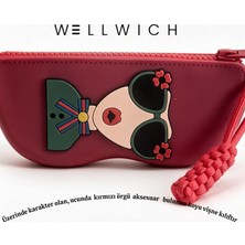 Wellwich Silikon Gözlük Kılıfı Koyu Vişne Kırmızı Örgü Aksesuar