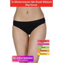 Floranova Özel Üretim Sıkılaştırıcı Toparlayıcı Iz Göstermeyen Düşük Bel Siyah Dikişsiz Slip Korse