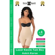 Floranova #korse 2 Beden Küçülten Sıkılaştırıcı Kaymaz Kadın Lazer Kesim Tam Boy Askılı Korse - 4 Adet