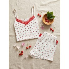 Feenia %100 Pamuklu Solecheri Desenli Şortlu Pijama Takımı