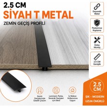 Yapex Parke Geçiş Siyah Alüminyum Kapı Eşiği T Profil 2.5 mm 83 cm