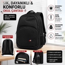 Tüftürük Webag Unisex Siyah Spor Okul Çantası Sırt Çantası