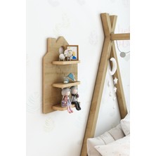 Fida Furniture Safir Meşe Ahşap Dekoratif Duvar Rafı 51X33 cm Modern Organizer ve Sergileme Rafı