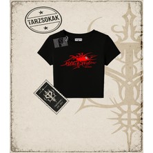 Tarzsokak Gotik & Grunge Streetwear Black Widow Omuzu Açık Spider Baby Tee