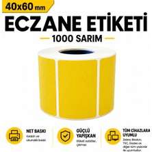RULORULO 40X60 Eczane Etiketi 24 Adet 1000 Sarımlık Sarı Renk Termal Eczane Etiketi