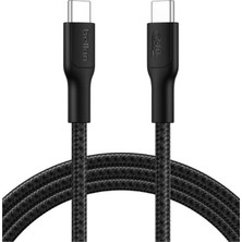 Belkin Eco Örgülü Usb-C - Usb-C Hızlı Şarj Kablosu (2 M, 240W, Siyah, USB 2.0)