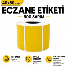 RULORULO 40X60 Eczane Etiketi 48 Adet 500 Sarımlık Sarı Renk Termal Eczane Etiketi