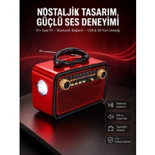 Nostaljik Görünümlü Ahşap Radyo Tf Sd USB Girişli LED Fener Işıklı - Lisinya