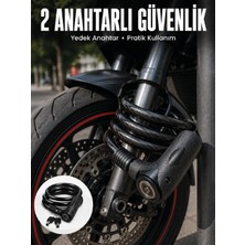 180 cm Uzun Çelik Halatlı Anahtarlı Kilit ile Güvenli Park Deneyimi - Lisinya