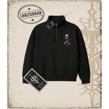 Tarzsokak Gotik & Grunge Streetwear Cat Retro (6) Yarım Fermuarlı Sweatshirt
