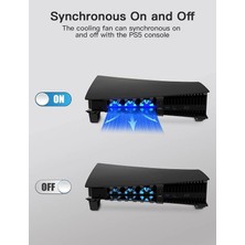 Mucize Ps5 Uyumlu LED Fanlı Soğutucu Fan ve Yatay Stand Seti - 3 Fanlı Mavi LED Işıklı Konsol Soğutma Fanı