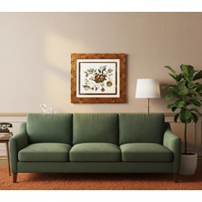 Muguetarts Çerçeveli %100 El Yapımı Bordo Çiçek Desenli Nakış El Sanatı Tablo (60X53CM)