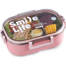Meturas 980 ml 2 Bölmeli SUS304 Paslanmaz Çelik Bento Yemek Kabı ve Beslenme Kutusu, Kilitli Şeffaf Kapaklı, Okul Ofis Piknik Kamp ve Seyahat Için Taşınabilir Tek Katlı Lunch Box