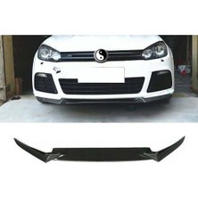 MKG Otomotiv Vw Golf 6 R Ön Lip Plastik Parlak Siyah Karlık-Ön-Ek-Bodykit 3 Prç 2008 2009 2010 2011 2012